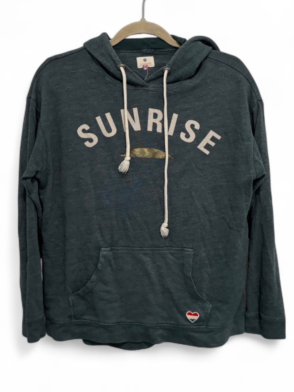 Sundry Dusty Green 'SUNRISE' Crewneck Hoodie Sweatshirt